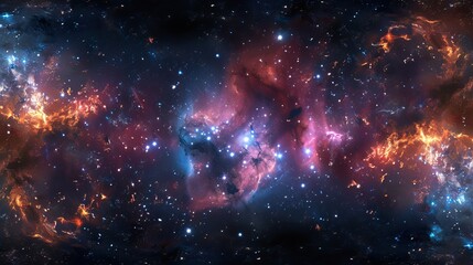 Wall Mural - vibrant 360 degree space background with nebula and stars, equirectangular projection, hdri spherica