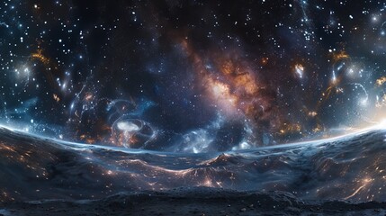 Wall Mural - vibrant 360 degree space background with nebula and stars, equirectangular projection, hdri spherica