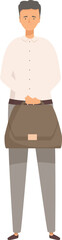 Poster - Businessman holding briefcase, business character standing, office worker illustration