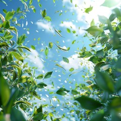 leaves and blue sky