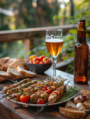 Wall Mural - still life with food and beer 