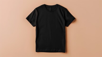 Black t-shirt mockup, displaying both front and back sides, crisp and clear on a neutral background, excellent for showcasing custom designs