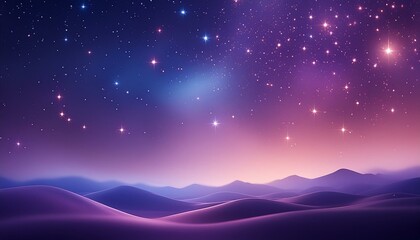 Wall Mural -  A tranquil night sky with a gradient of purples, stars softly glowing against a smooth bokeh