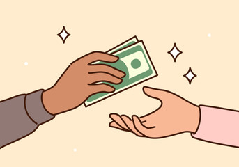 Hand giving money drawing