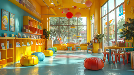 Sticker - Interior of a modern and colorful kindergarten