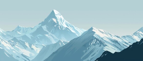 Wall Mural - A mountain range with a snow covered peak in the background