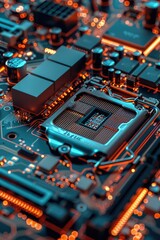 Poster - a detailed image of a computer motherboard