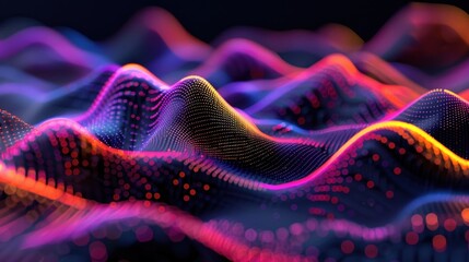 Sticker - Abstract Colorful Wavy Landscape with Glowing Lights