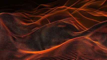 Canvas Print - abstract orange and black dotted wave