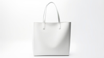 Wall Mural - Pure white background with an isolated white tote bag