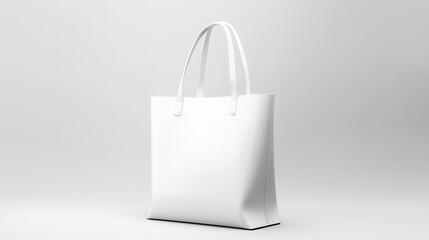 Pure white background with an isolated white tote bag