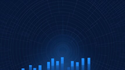 Abstract Blue and White Digital Background with a Radial Pattern and Vertical Bars