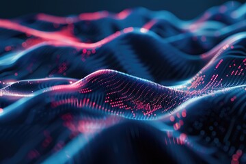 Poster - A close-up shot of a wave of blue and pink lights, ideal for use in futuristic or technological themed designs