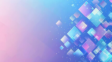 Poster - Abstract Blue and Pink Gradient Background with Geometric Shapes