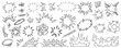 © Chorna_L - Comic boom effect. Cartoon vector bomb burst. Bang and pow splashes. Doodle smoke and speed energy lines. Action crash hand drawn graphic