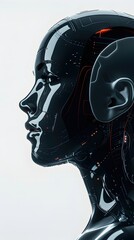 Wall Mural - Futuristic Digital Silhouette Head Profile Depicting Technological with Cinematic Style