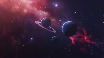 Wall Mural - breathtaking sci-fi wallpaper featuring planets and galaxies in deep space