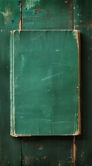  book with green board background