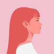 © moremar - A profile of a red-haired young woman with piercing. Side view. Fashion model. Vector flat illustration