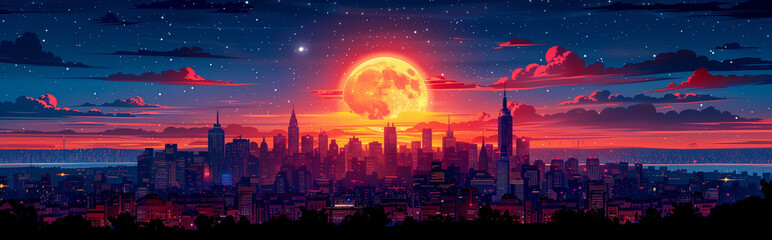 Poster - city skyline at sunset