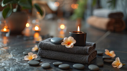 Sticker - spa still life with candles and Towel