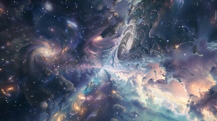 Wall Mural - enchanting space galaxy canopy adorned with celestial elements and cosmic details