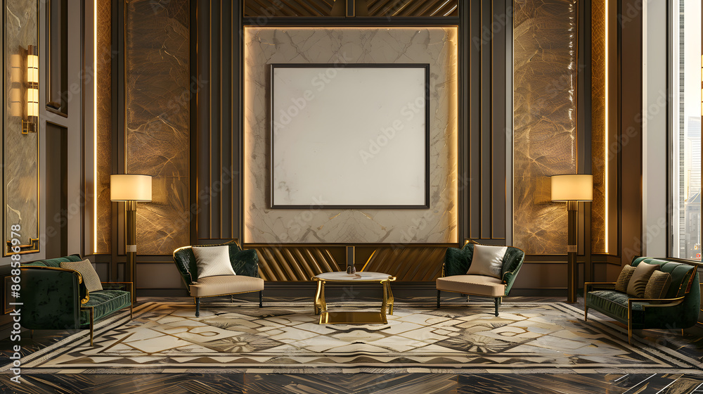 Art Deco extravagant and premium interior design hotel lobby with ...