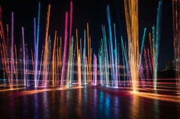 a vibrant light show with numerous bright lights in various colors and patterns