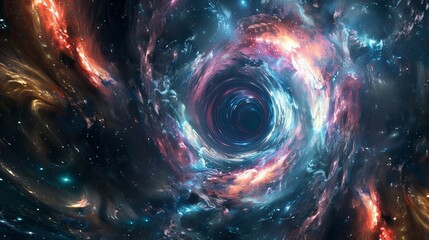 Wall Mural - journey through a cosmic wormhole into a vibrant alternate dimension, sci-fi art