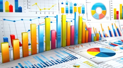 Poster - Colorful Bar Charts and Graphs on a White Background