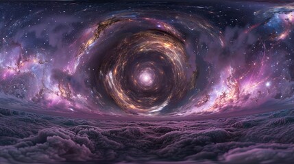 Wall Mural - panoramic virtual reality stellar system and nebula, 360 hdri environment map