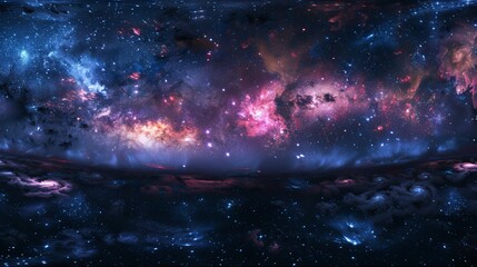 Wall Mural - panoramic virtual reality stellar system and nebula, 360 hdri environment map