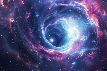 Wall Mural - mesmerizing scifi nebula swirls with cosmic energy blending ethereal blues and vibrant pinks starry 