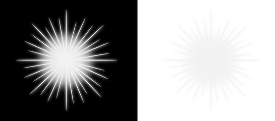 Wall Mural - abstract white sparkling light effect isolated on transparent background. sun flash with rays. silve