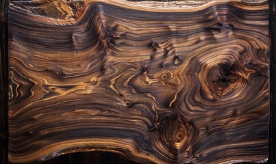 Dark walnut wood surface with knots