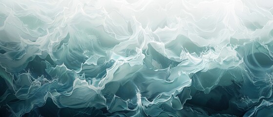 Wall Mural - The image is of a large body of water with waves crashing against the shore