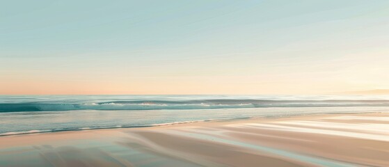 Wall Mural - A beautiful beach scene with a calm ocean and a clear sky