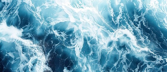 Wall Mural - The image is of a large body of water with a blue and white color scheme