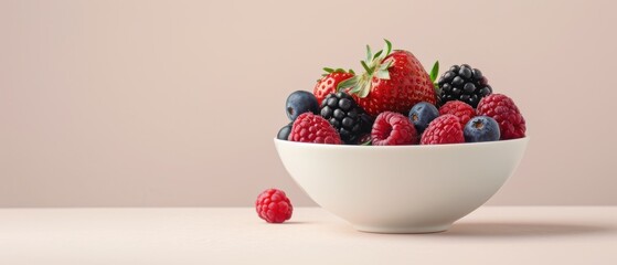 A bowl of mixed berries including raspberries and strawberries