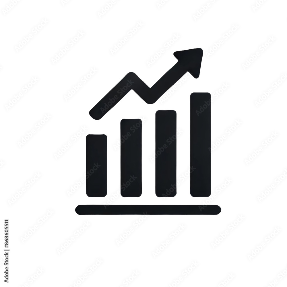 A black icon of a bar chart with three vertical bars increasing in ...