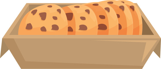 Poster - Cardboard tray is holding several freshly baked chocolate chip cookies