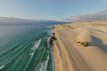 Ocean beach drone view