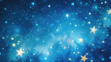 Wall Mural - Twinkle Star Blue. Deep Space Image of Starry Sky with Milky Way Galaxy. Abstract Minimalist Wallpaper
