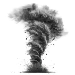 powerful tornado funnel cloud in motion, cut out