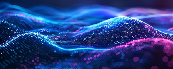 Poster - Abstract Digital Wave with Blue and Pink Lights