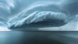 © MakoPoko - A dramatic shelf cloud rolls across the horizon, its imposing presence captured in a stark, minimalistic sky.