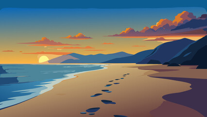 Poster - sunset on the beach