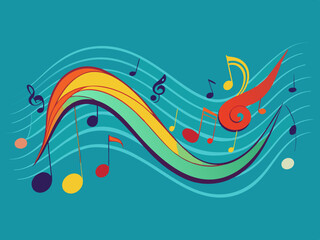 Poster - A harmonic wave with floating notes