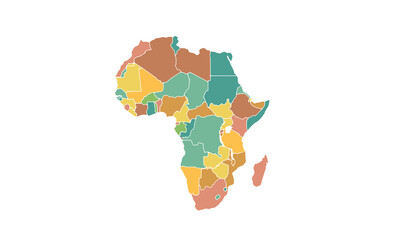  Africa map isolated modern colorful style. for website layouts, background, education, precise, customizable, Travel worldwide, map silhouette backdrop, earth geography, political, reports. 