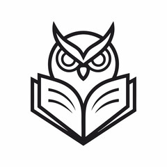Owl book logo design line art vector icon line art illustration.